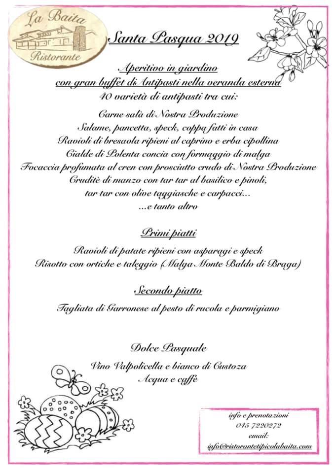 Ristorante La Baita Menu di Pasqua